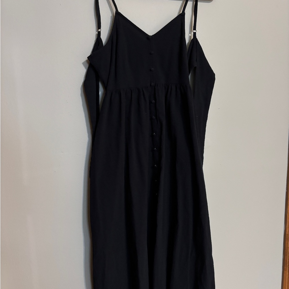 Universal Thread 100% Cotton Black Midi Dress - Button Up & Tie Back - Picture 2 of 3